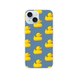 Blue aesthetic rubber duck print iPhone case for 13-16, matte finish
