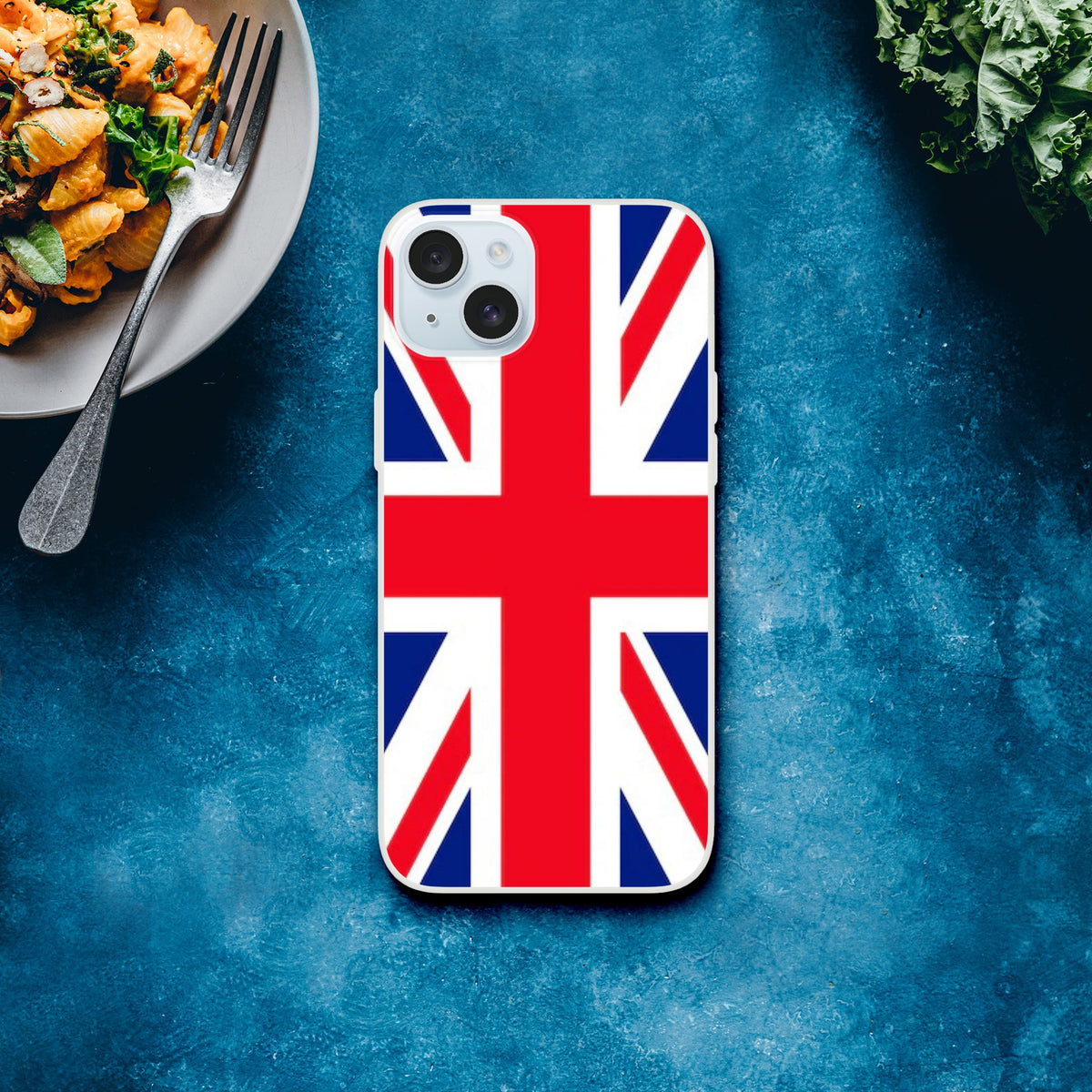Union Jack iPhone case, slim protective cover with British flag print for iPhone 13–16.