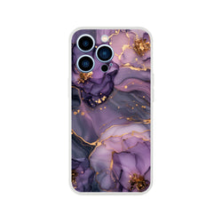 Purple and Gold Marple iPhone Case (13-16) with luxury abstract agate marble pattern.
