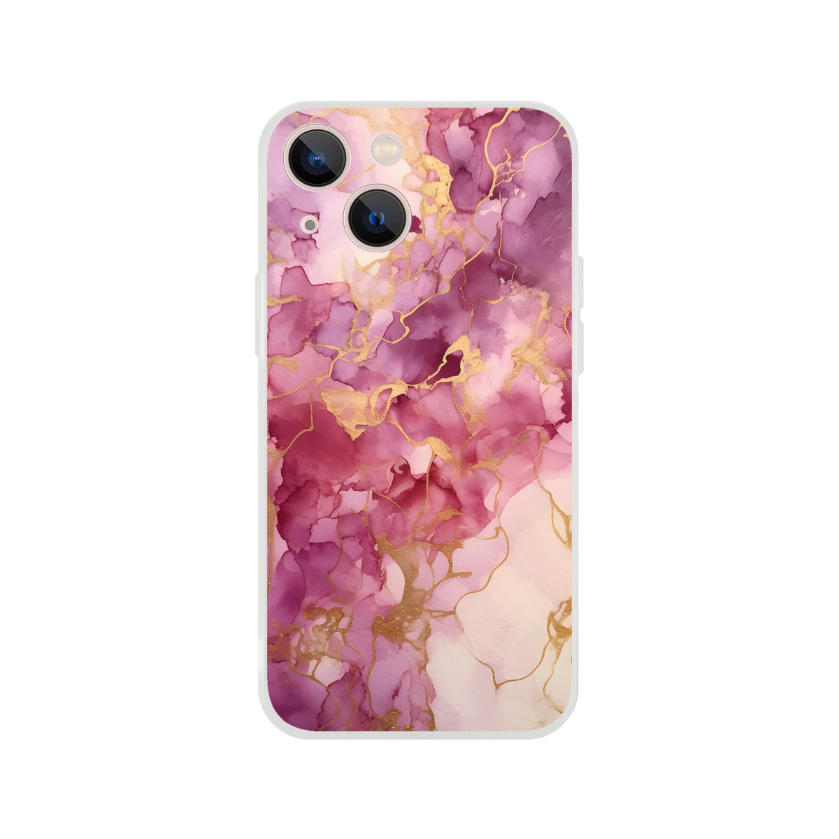 Pink marble iPhone case for 13-16, blush rose gold abstract design, slim matte shell.