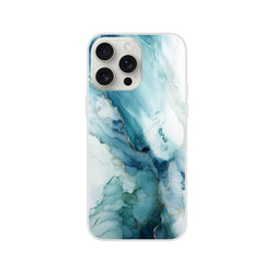 Blue Marble iPhone Case (13-16) with ocean agate abstract design in a slim matte shell.