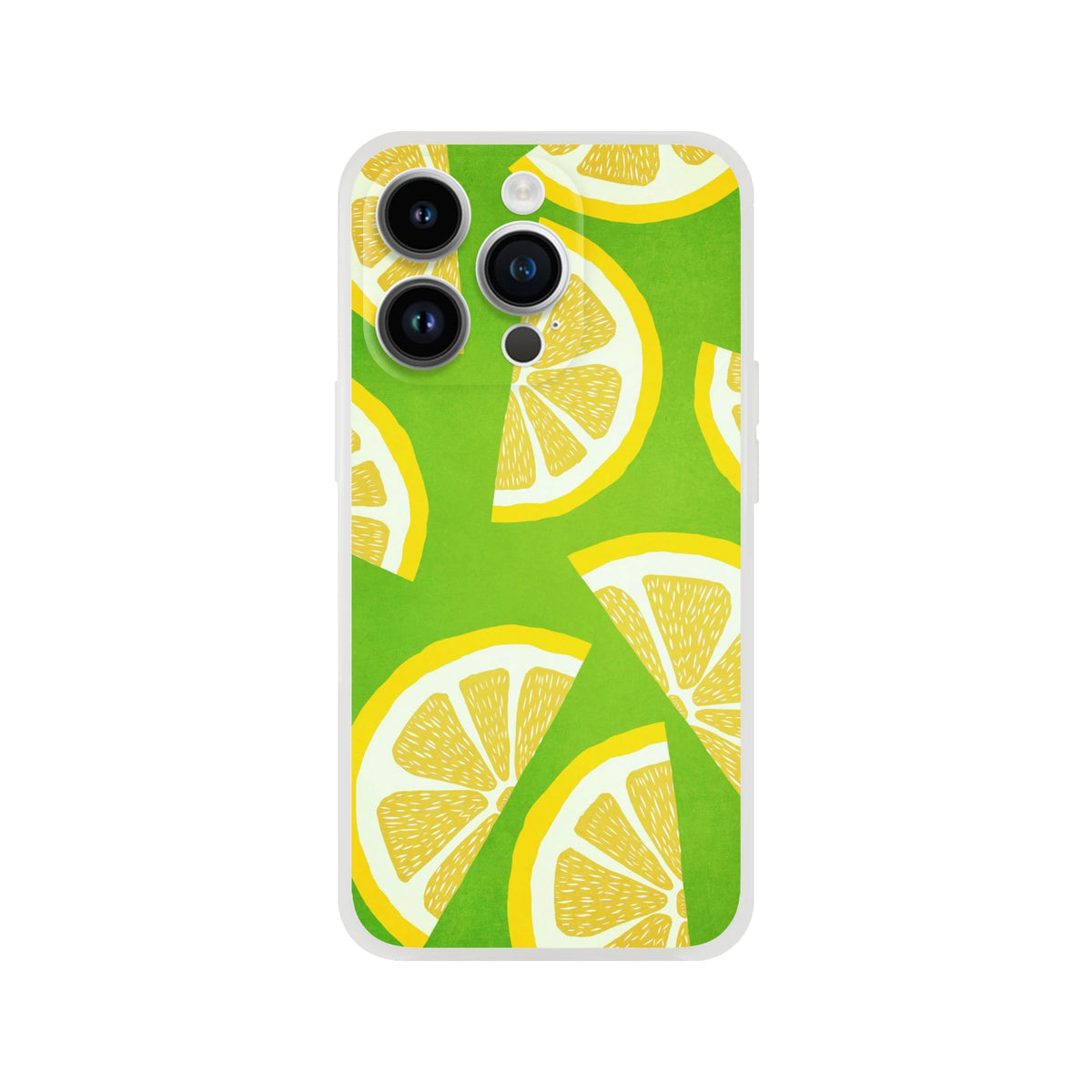 Cute Lemon Slice iPhone case in lime green with yellow wedges; slim matte TPU cover for iPhone 13–16.