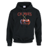 Black hoodie featuring bold CHERRIES text and a two-cherries graphic.