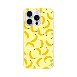 Banana-pattern iPhone case for 13-16, yellow fruit cover with slim matte shell and shock-absorbent design.