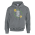 Gray women's graphic hoodie with 'GOOD VIBES ONLY' slogan, framed by a floral vine and yellow roses.