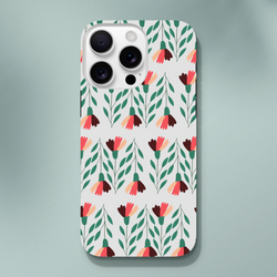 Floral wraparound phone case for iPhone 16/15/14/13 with leafy pattern and flowers, double-layer protection.