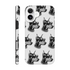 Doberman heads wearing sunglasses and a chain collar on a wraparound glossy iPhone case.