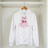 White cotton-blend women's hoodie with pink cherry graphic reading Sweet Cherries are my passion.