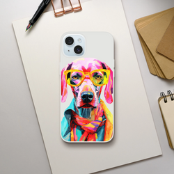Cute Funny Dog iPhone Case 13-16 | Dog Lover Aesthetic Phone Cover | Urban Palm Trees