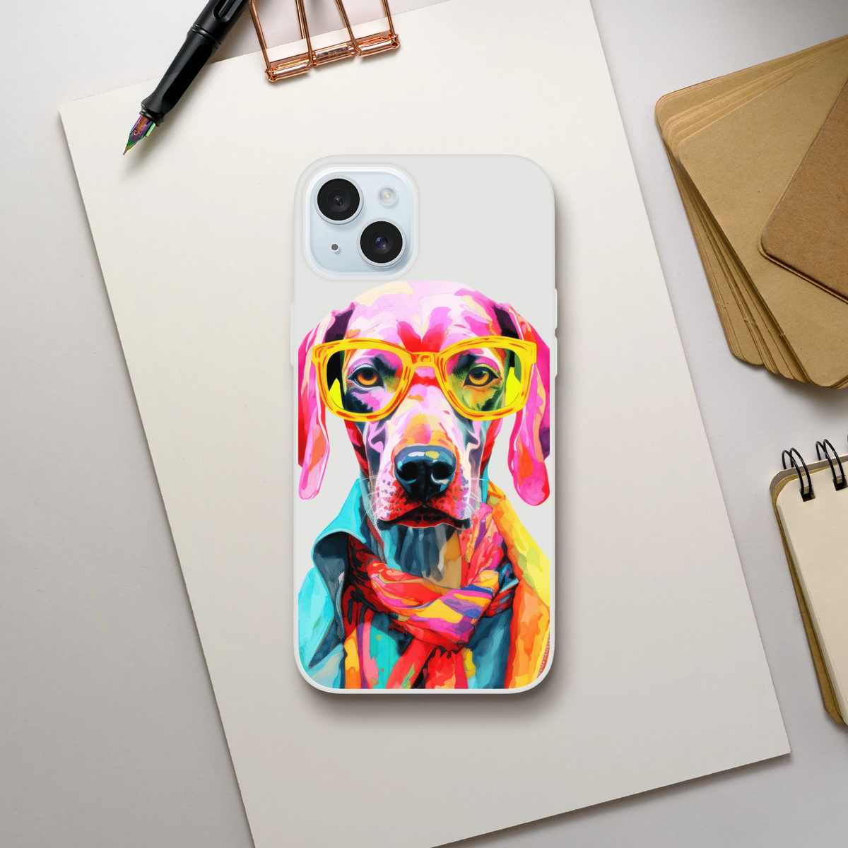 Cute Funny Dog iPhone Case 13-16 | Dog Lover Aesthetic Phone Cover | Urban Palm Trees
