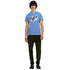 Male model in blue Hype men's graphic T-shirt, soft cotton blend with bold white graphic on chest, casual look.