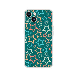Retro multicolour star iPhone Case (13-16) with Y2K aesthetic print and protective bumper.