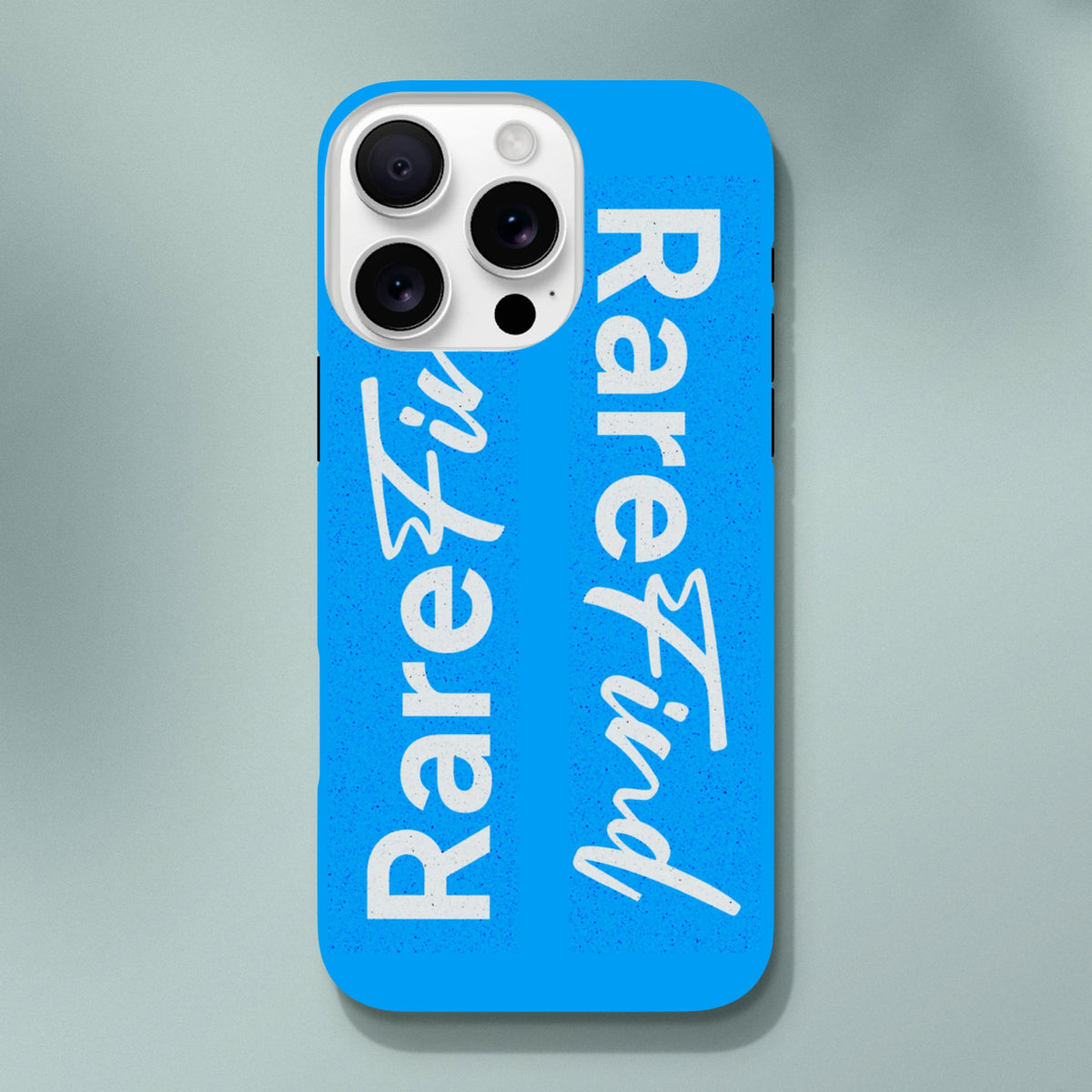 Rare Find Blue Tough iPhone Case with white slogan text, streetstyle phone cover for iPhone 13-16 series.