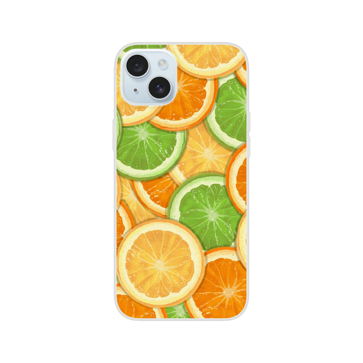 Cute citrus fruit iPhone case for iPhone 13-16 with orange, lemon, and lime slices in tropical design