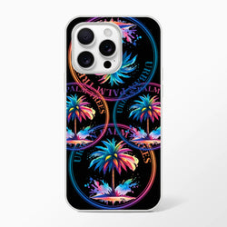Urban Palm Trees iPhone Case (13-16) with matte finish and retro palm-inspired design, slim protective TPU.