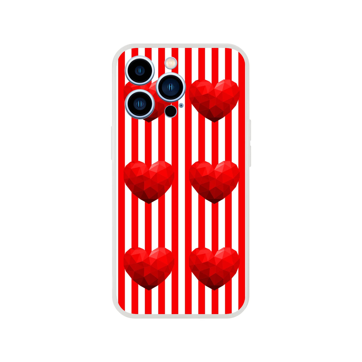 Red Stripe Heart iPhone case for iPhone 13-16 with bold romantic, cute aesthetic design.