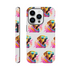 Dual-layer tough protective iPhone case for 16/15/14/13 with wraparound print of neon dogs wearing sunglasses.