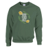 Mental Health Jumper: Women's green 50/50 cotton-poly sweatshirt with a floral 'Good Vibes Only' wreath.