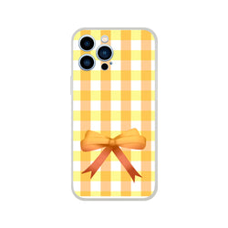 Yellow Gingham Bow iPhone Case (13-15) Cute Coquette Aesthetic with gingham pattern and bow accent