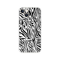 Black and white zebra print iPhone case for 13-16, Y2K animal aesthetic, bold streetwear protection.