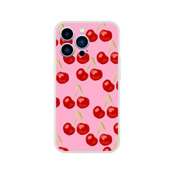 Pink Cherry iPhone Case (13-16) with Coquette aesthetic; slim matte shell, shock-absorbing protection, lasting print.