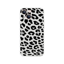Retro Snow Leopard iPhone case for 13-16 with gray leopard print and rose-gold camera rings.