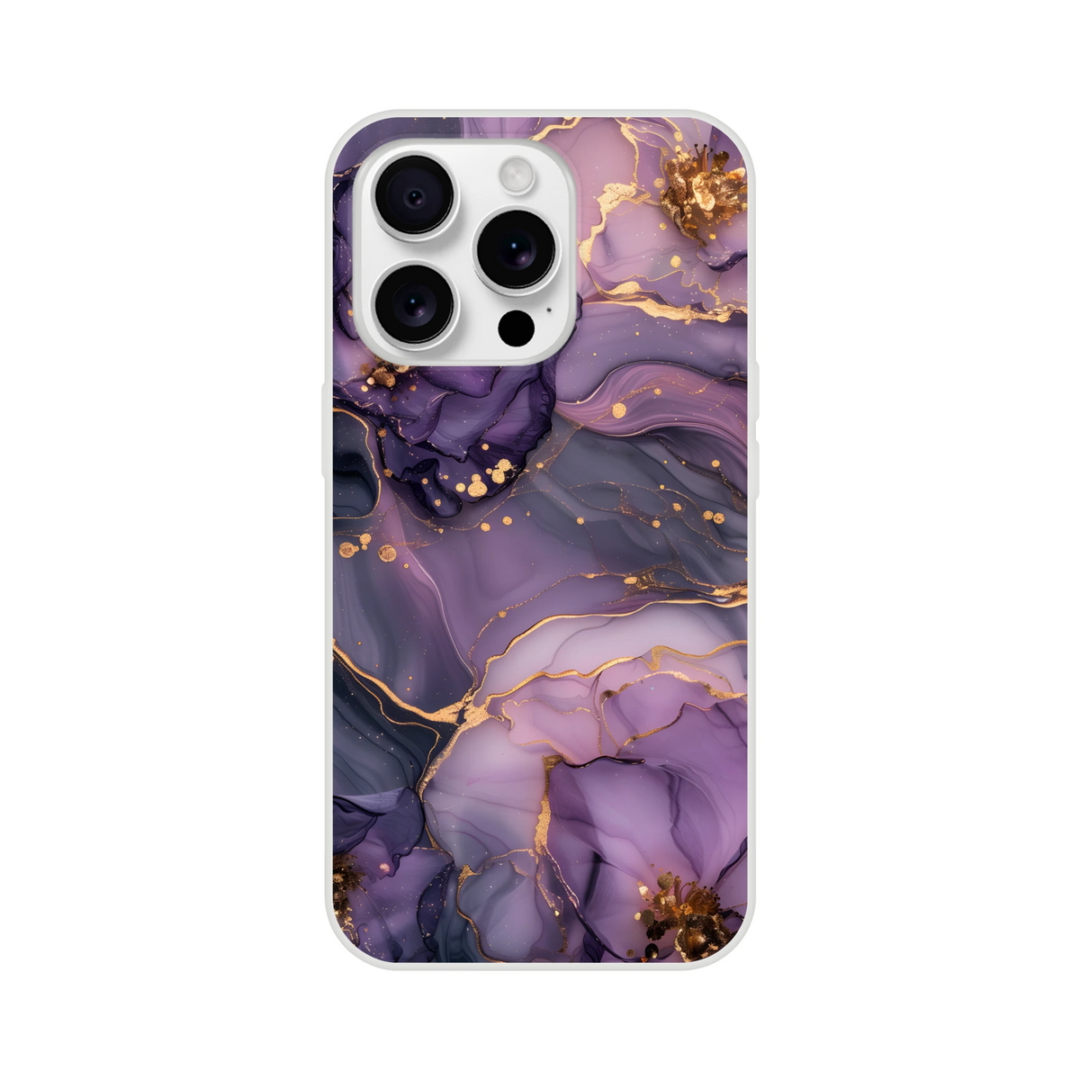 Purple and gold Marple iPhone case with luxury abstract agate pattern for iPhone 13-16