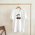 Cherries Women's Graphic T-Shirt on white with red cherry print and green leaves in soft cotton blend.