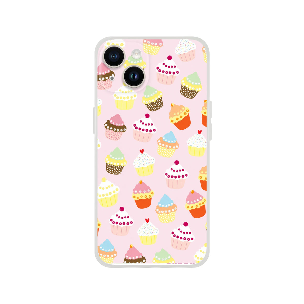 Cute Cupcake iPhone Case (13-16) Pastel Kawaii Sweet Treat with pink matte finish and cupcake pattern