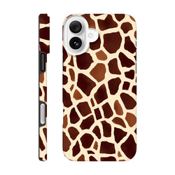 Bold giraffe print tough iPhone case featuring a safari animal pattern that wraps fully around the edges for wild style and protection.