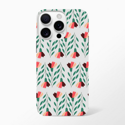 Floral wraparound phone case with green leaves and pink blossoms for iPhone 16–13