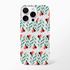 Floral wraparound phone case with green leaves and pink blossoms for iPhone 16–13