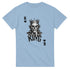 Light blue men's T-shirt with king skull graphic, crown, and bold KING lettering.