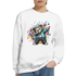 Dab Teddy Bear Men's Graphic Sweatshirt in white with colorful splash art and a hoodie-wearing bear.