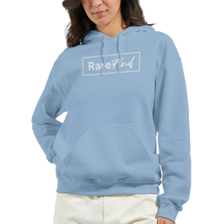 Cute Rare Find Hoodie in light blue with front pouch pocket and double-lined hood, worn by a woman.
