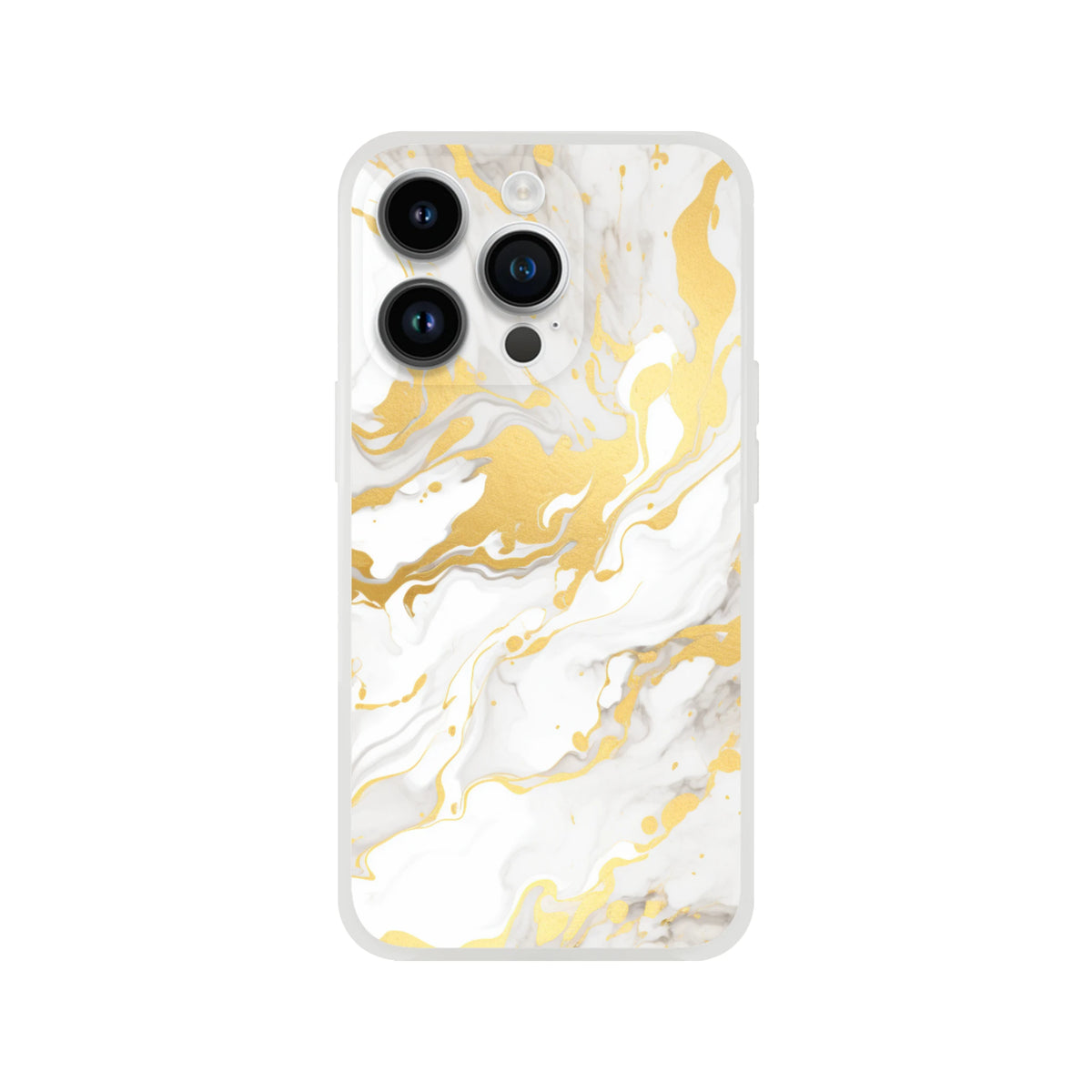 Gold & Cream Marble iPhone case (13-16) with luxury abstract aesthetic and matte finish.