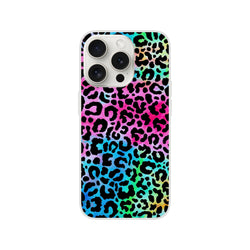 Rainbow leopard print iPhone case for iPhone 13–16 with slim matte finish
