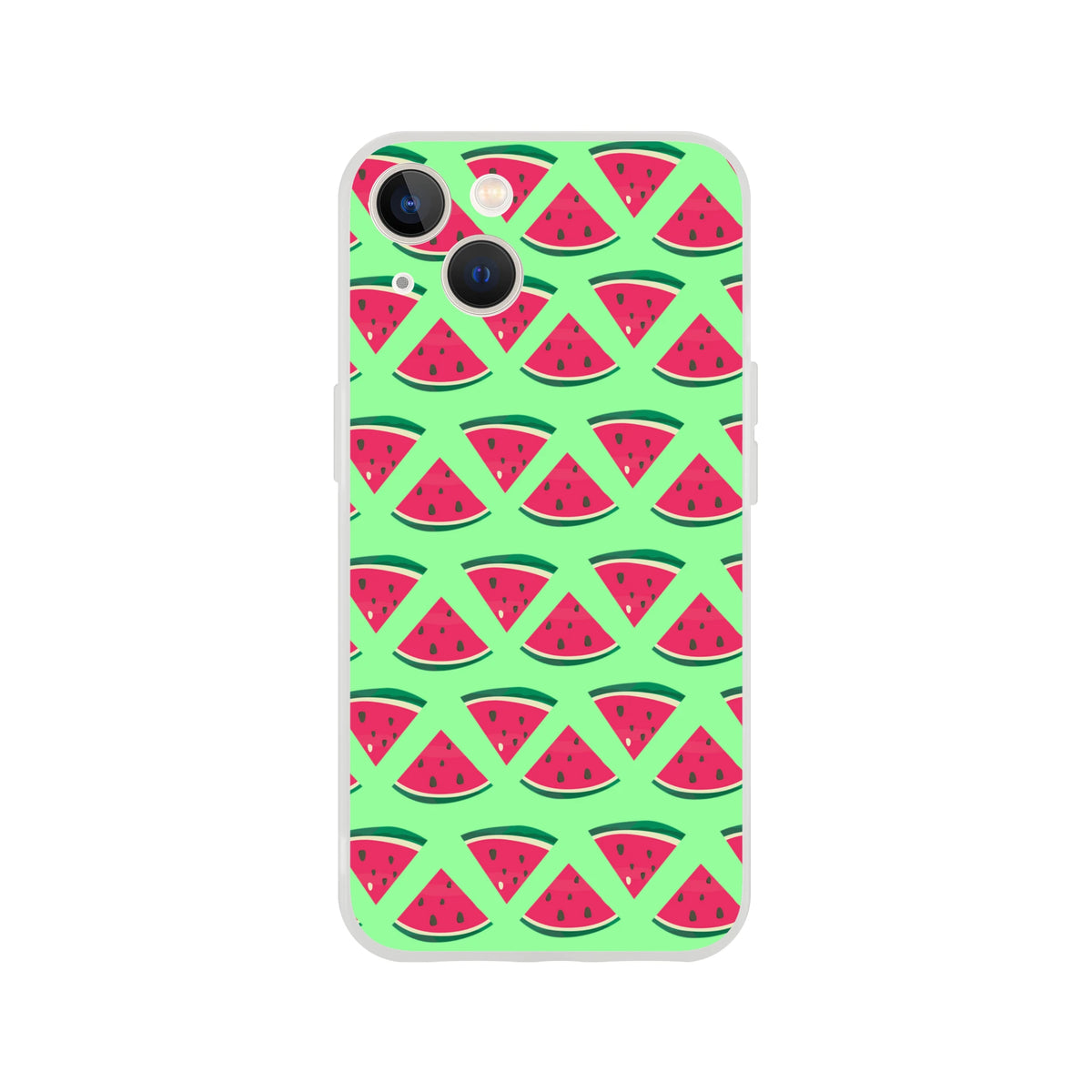 Cute summer watermelon pattern iPhone case with slim matte finish and frosty transparent backing for shock absorption.