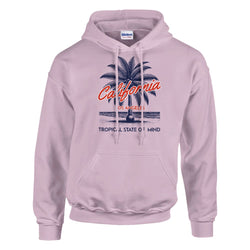 Lavender-pink Palm Tree women's hoodie in soft cotton blend with palm/beach graphic, sizes S–XL.