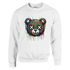 White men's sweatshirt featuring a colorful dripping teddy bear graphic with X-eyed face.