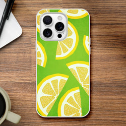 Cute Lemon Slice iPhone Case 13–16 with citrus green-yellow design; slim matte TPU, shock-absorbing, snug fit.