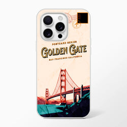 Vintage postcard iPhone case for iPhone 13–16, USA Holiday Phone Cover with Golden Gate Bridge design