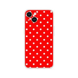 Retro red & white polka dot iPhone case with slim TPU protection designed for models 13 through 16.