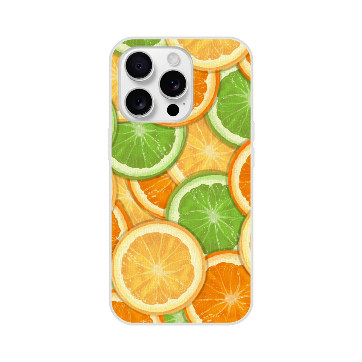 Cute Citrus Fruit iPhone Case (13-16) tropical aesthetic phone cover with lime, lemon, orange slices
