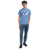 Male model wearing blue Hype T-shirt with white splash graphic, cotton blend crew neck.