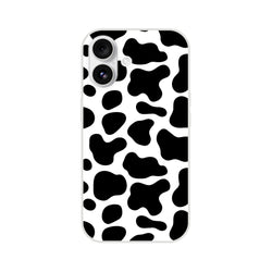 Black and white cow print iPhone case with bold Y2K animal design for iPhone 13-16