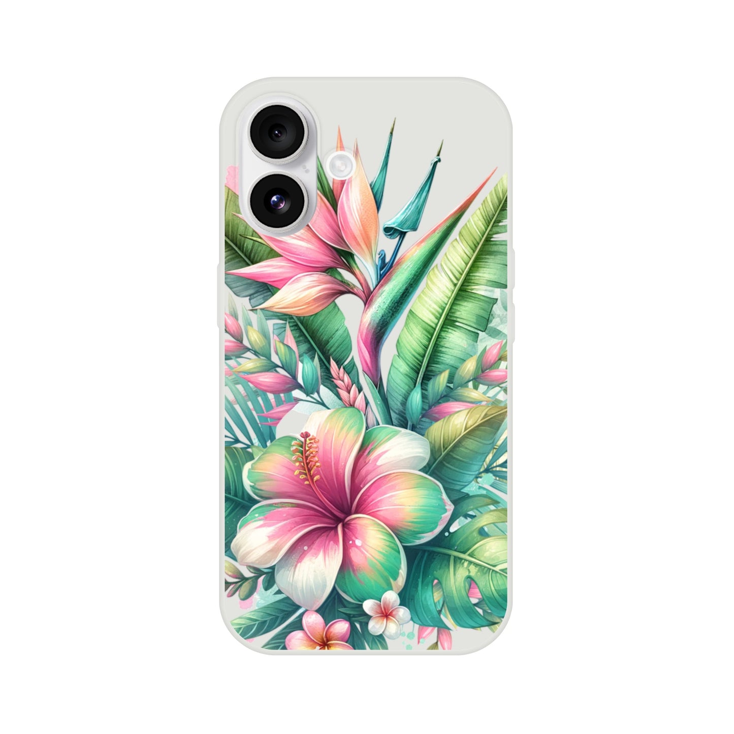 iPhone case with tropical floral design on a white background 12