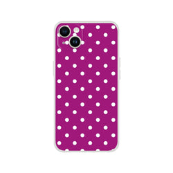 Retro purple and white polka dot iPhone case with matte finish and shock-absorbing TPU design for iPhone 13-16.