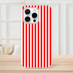 Red Stripe iPhone Case for iPhone 13–16 with minimalist retro vertical stripes and a smooth matte finish.