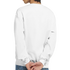 Back view of Union Jack Make Britain Great Again men's graphic sweatshirt in white, 50/50 cotton-poly blend, sizes S–XL.